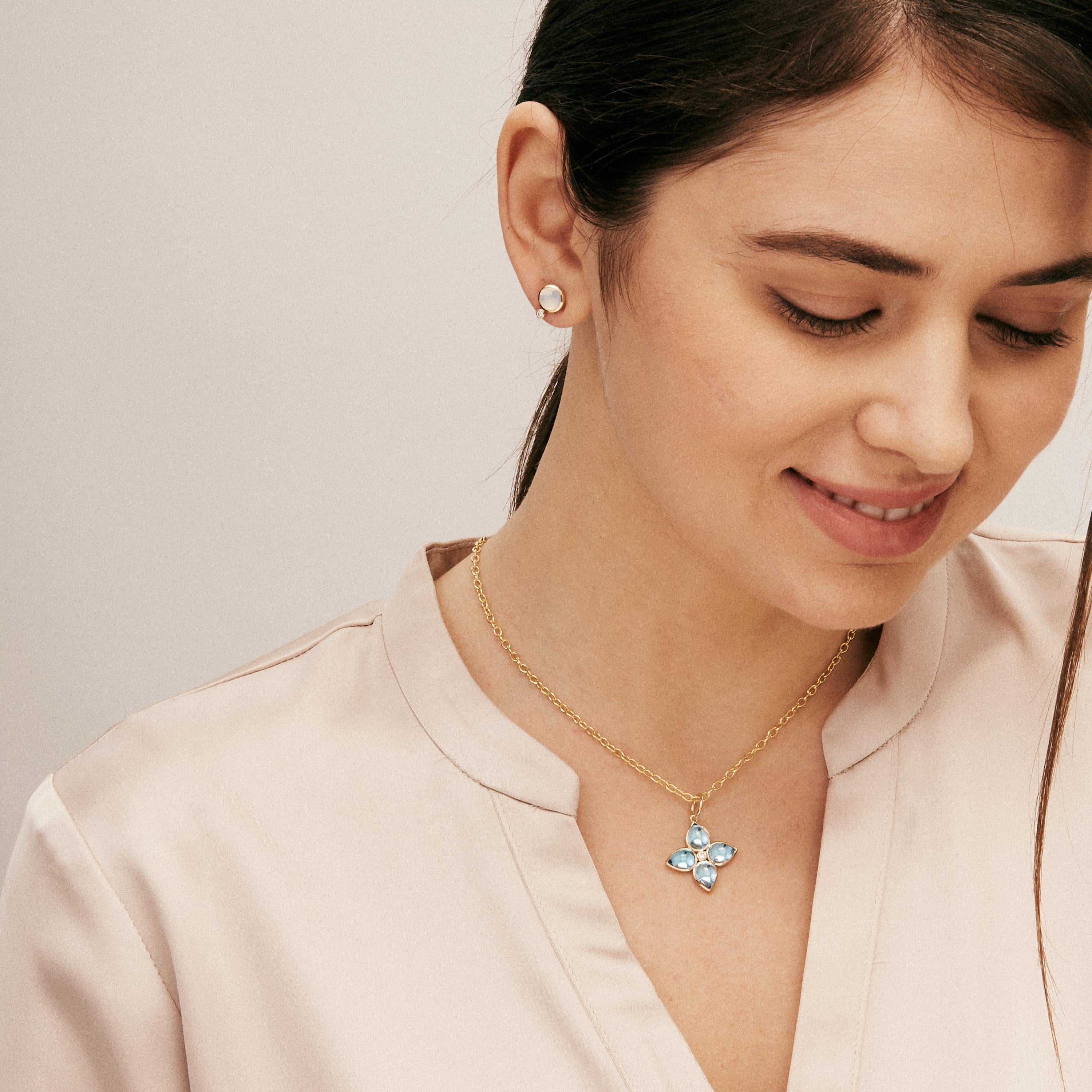 blue topaz flower necklace