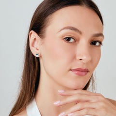 Syna Yellow Gold Blue Topaz Hex Earrings with Diamonds