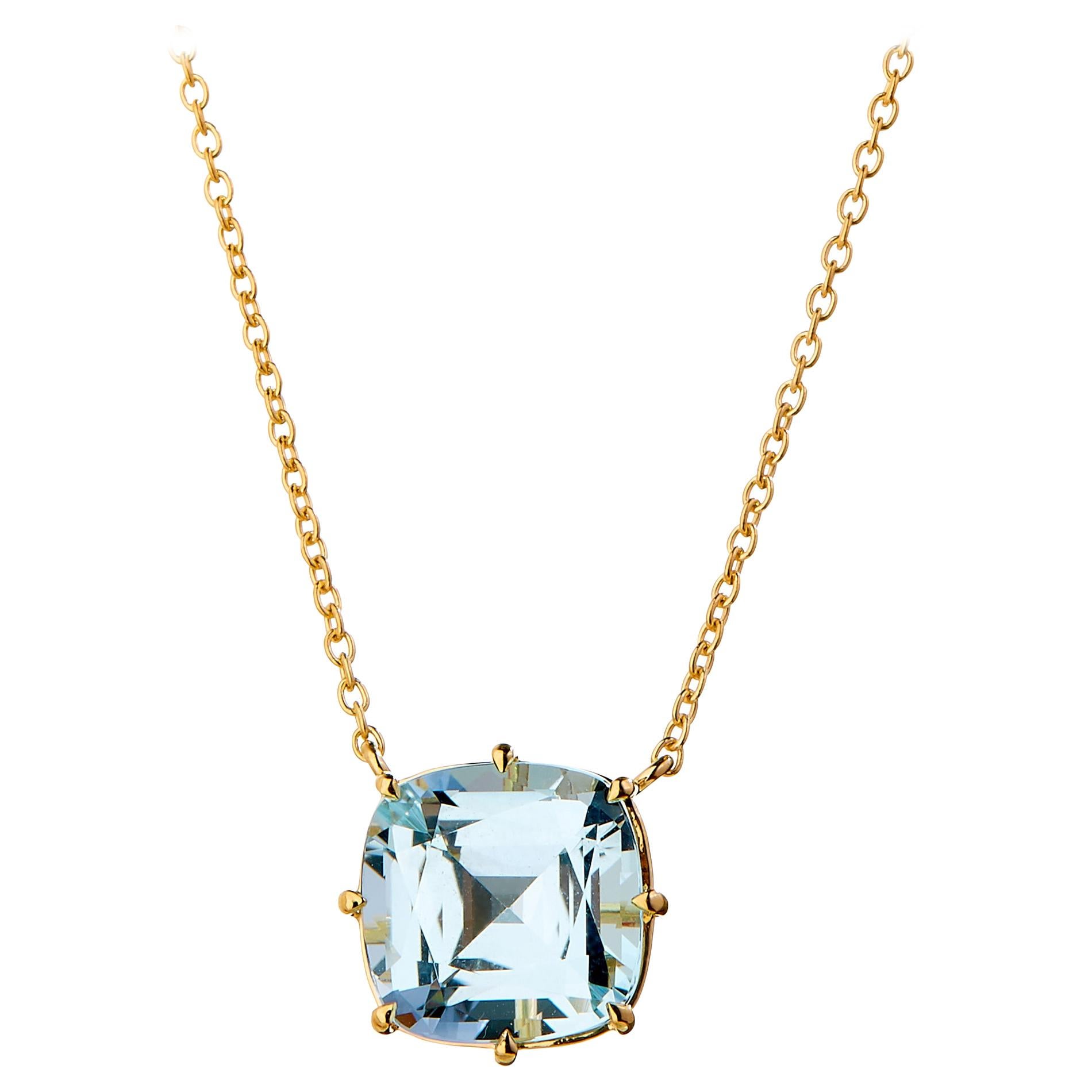 Syna Yellow Gold Blue Topaz Necklace