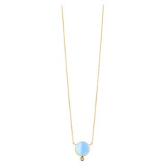 Syna Yellow Gold Blue Topaz Necklace with Champagne Diamond