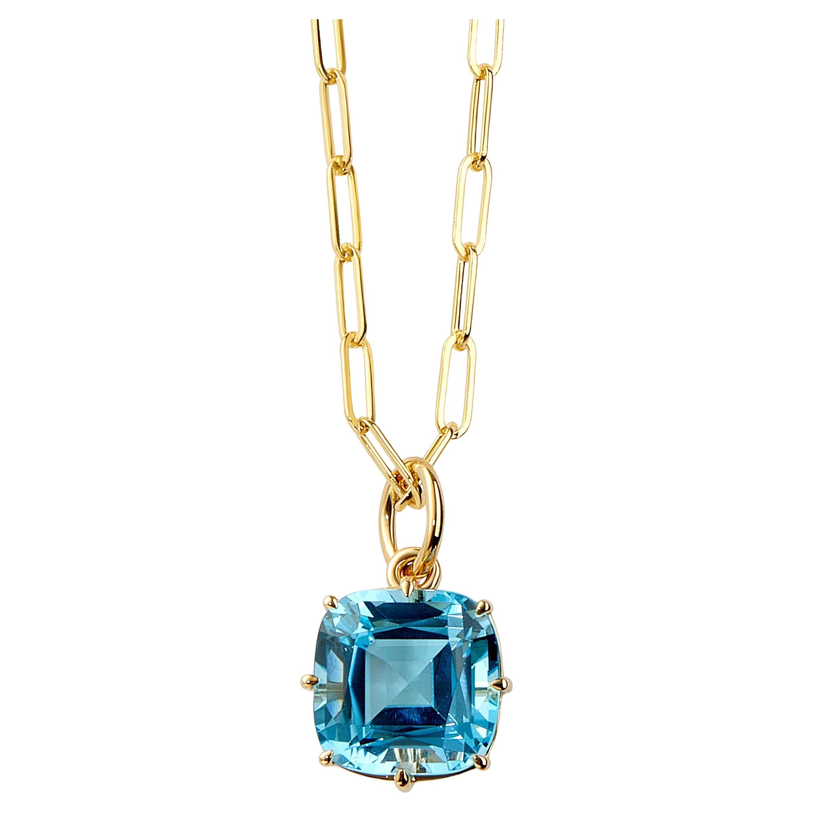 Syna Yellow Gold Blue Topaz Pendant