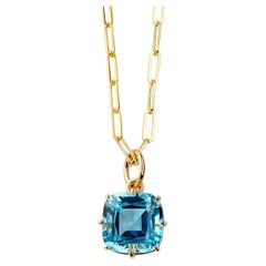 Syna Yellow Gold Blue Topaz Pendant