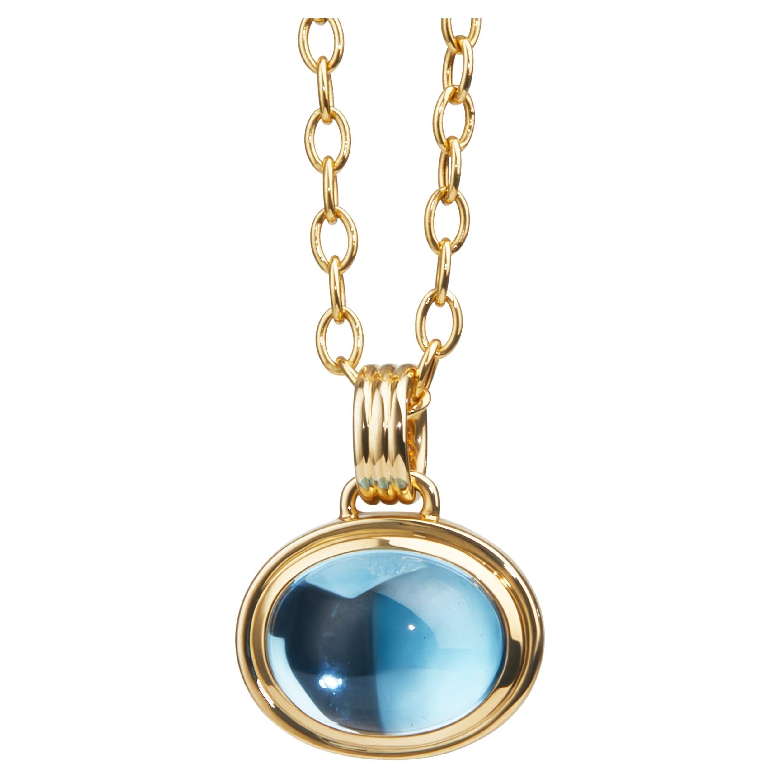 Syna Yellow Gold Blue Topaz Pendant Necklace