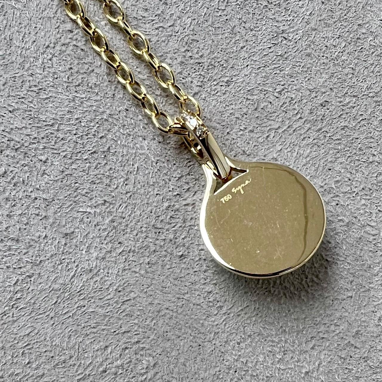 Round Cut Syna Yellow Gold Blue Topaz Pendant with Champagne Diamonds For Sale