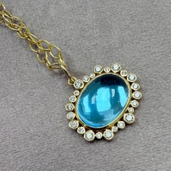 Syna Gelbgold-Anhänger mit blauem Topas und Diamanten