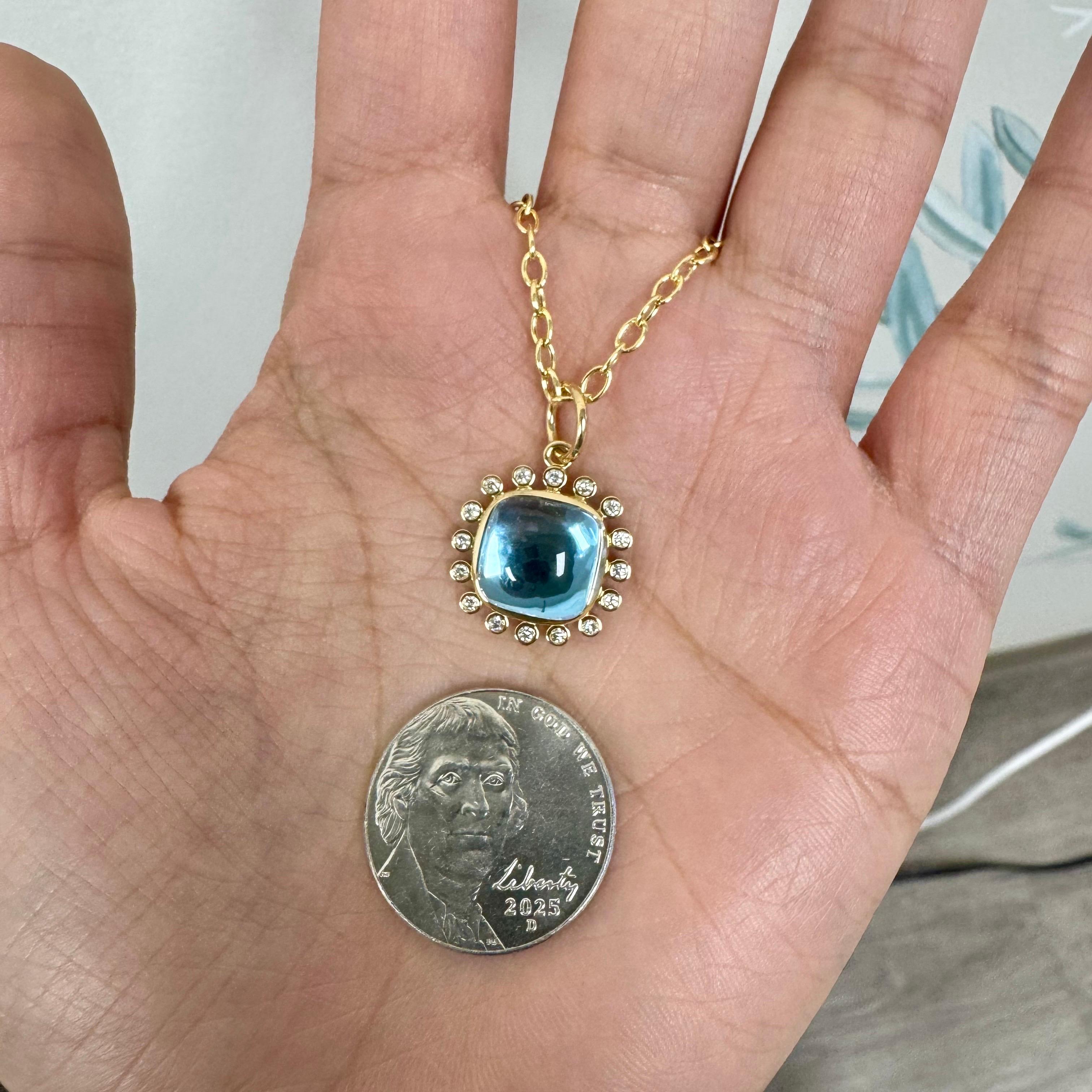 Created in 18 karat yellow gold
Blue Topaz 7.50 carats approx.
Diamonds 0.15 carat approx.
Chain sold separately



 About the Designers ~ Dharmesh & Namrata

Drawing inspiration from little things, Dharmesh & Namrata Kothari have created an