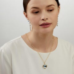 Syna Yellow Gold Blue Topaz Pendant with Diamonds