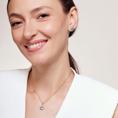 Syna Gelbgold-Anhänger mit blauem Topas und Diamanten