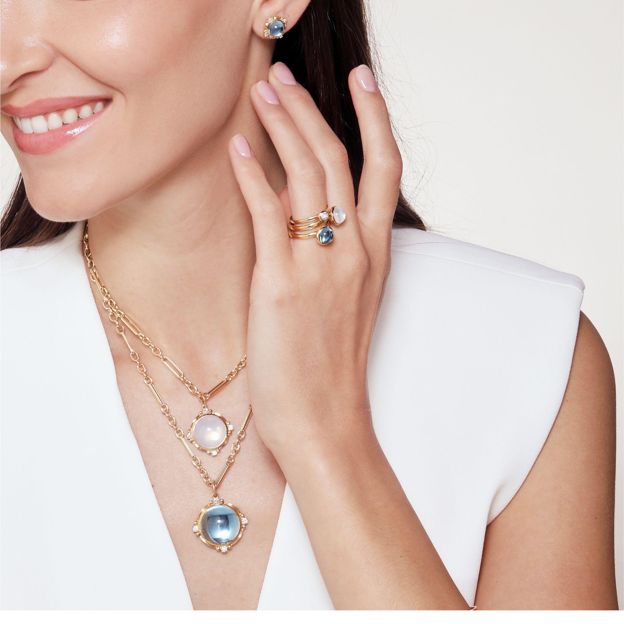 Syna Gelbgold-Anhänger mit blauem Topas und Diamanten (Rundschliff) im Angebot