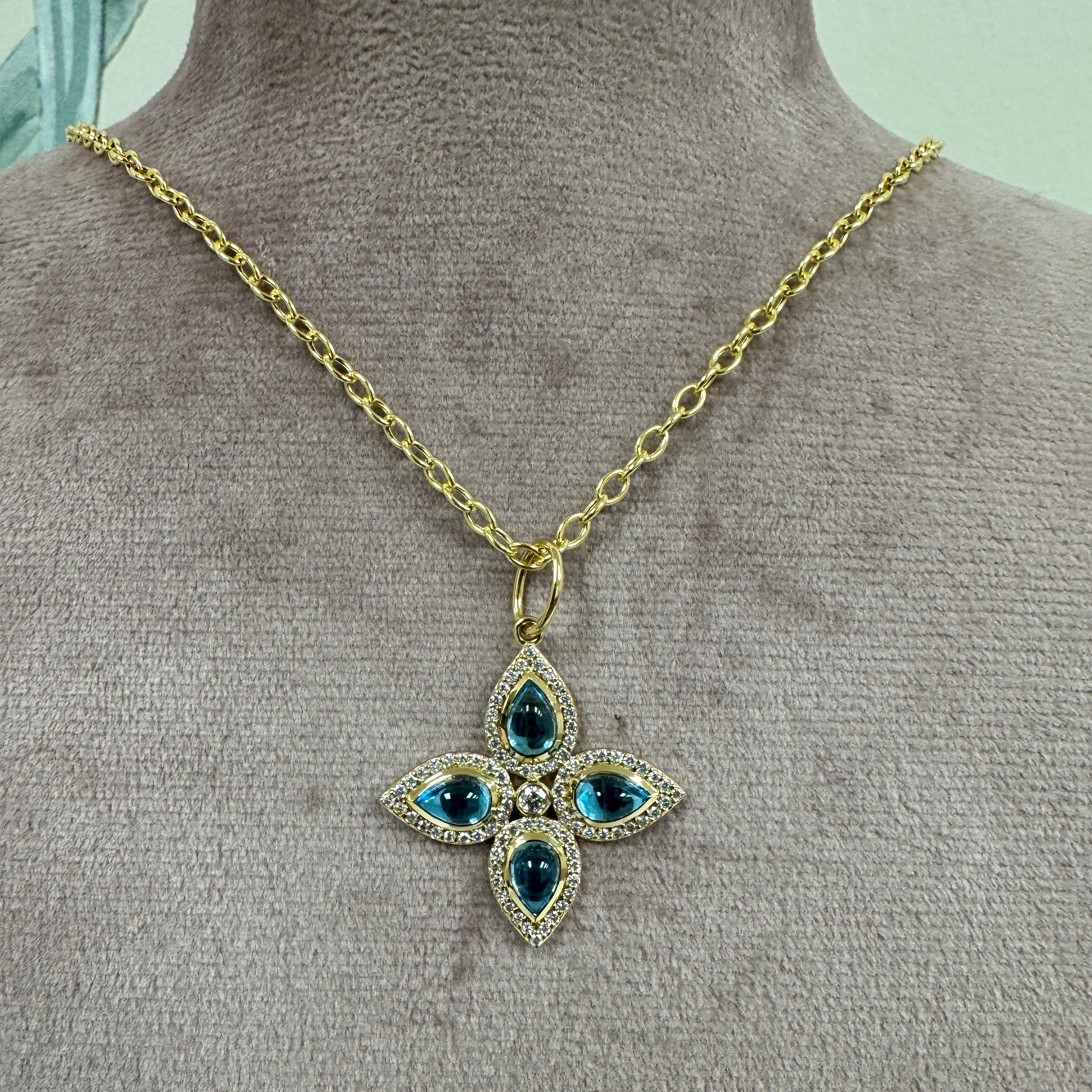 Ciondolo Syna in oro giallo e topazio blu con diamanti In condizioni Nuovo in vendita a Fort Lee, NJ