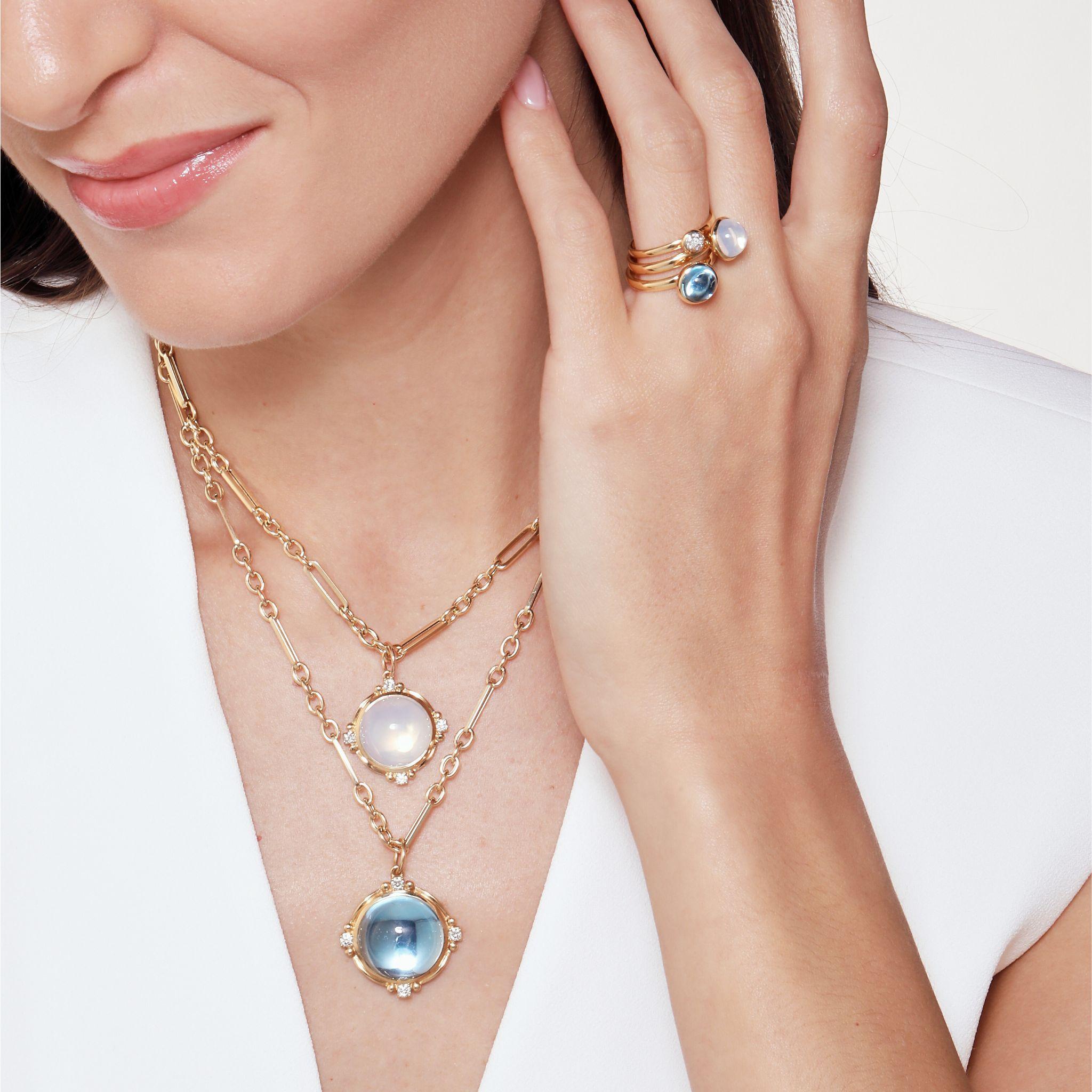 Syna Gelbgold-Anhänger mit blauem Topas und Diamanten im Zustand „Neu“ im Angebot in Fort Lee, NJ
