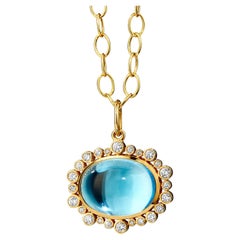 Syna Gelbgold-Anhänger mit blauem Topas und Diamanten
