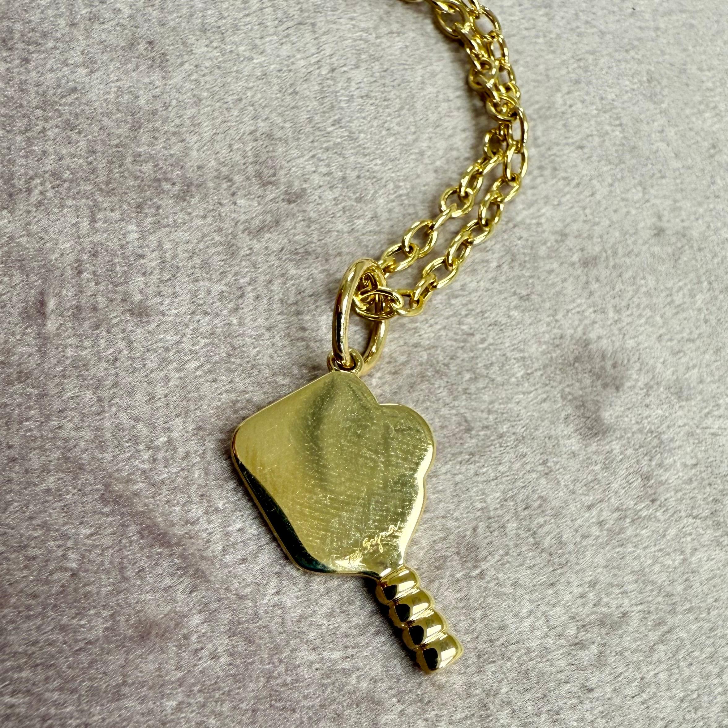 Contemporaneo Ciondolo Charm Pickleball in oro giallo Syna con topazio blu e diamanti in vendita