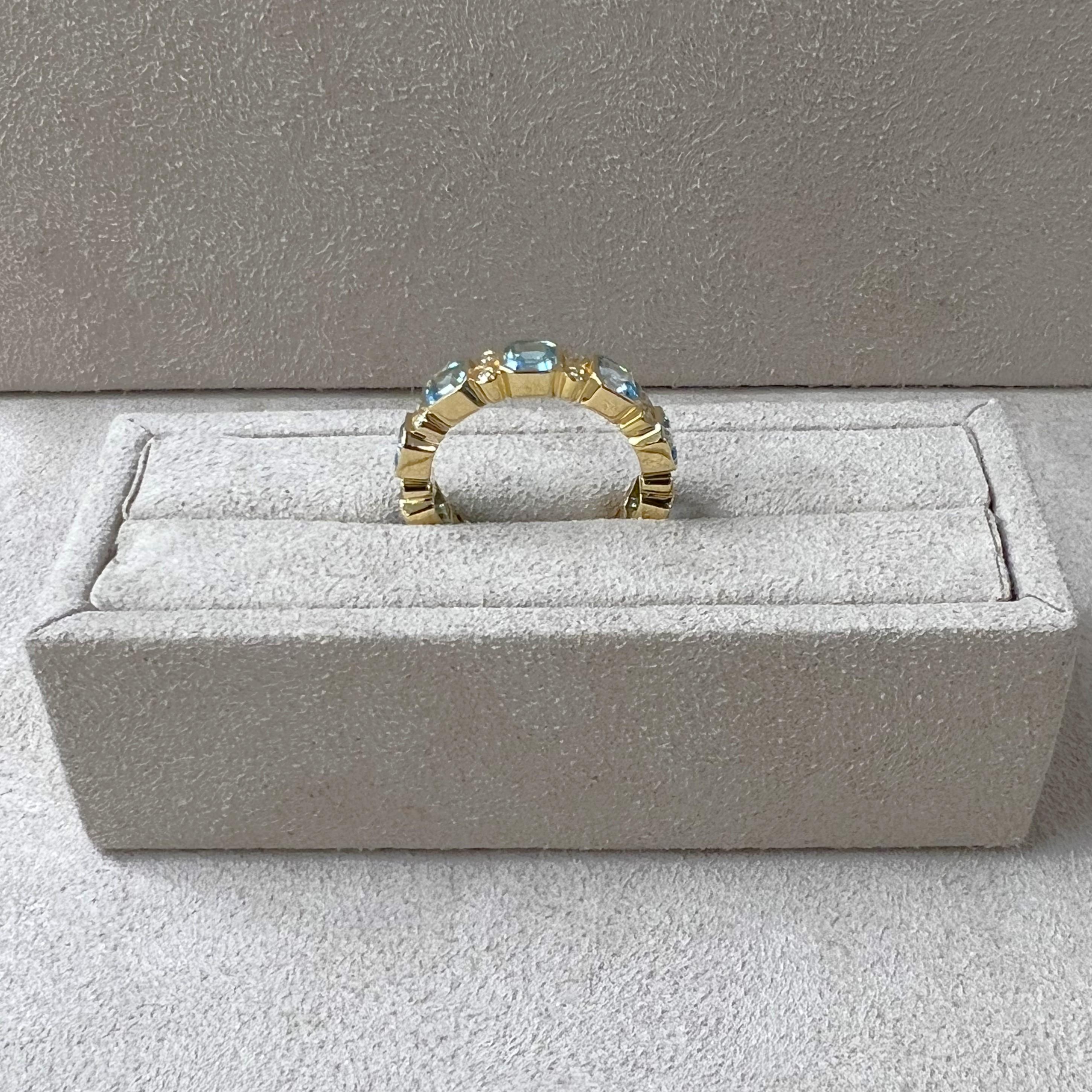 Contemporary Syna Yellow Gold Blue Topaz Ring with Diamonds For Sale