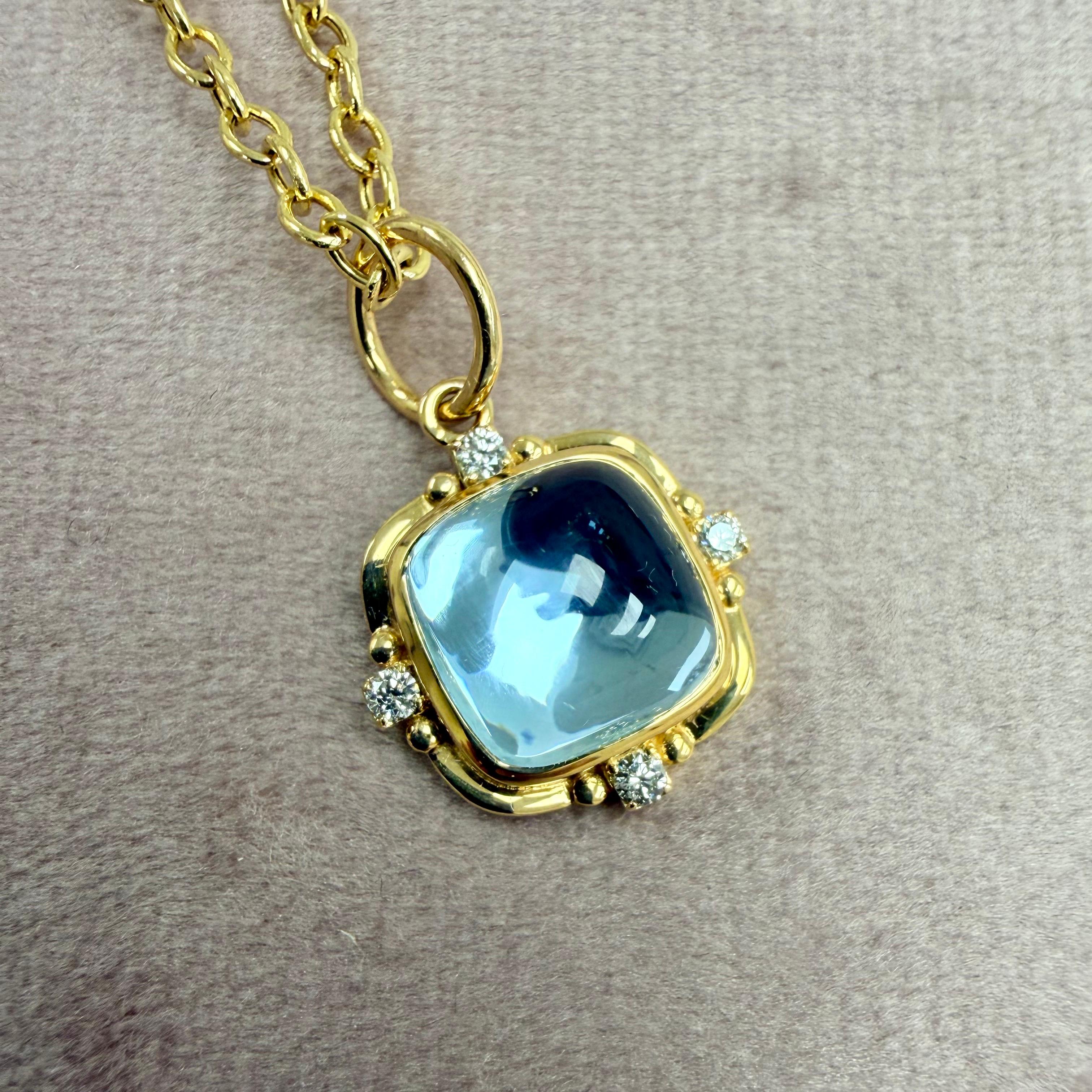 Ciondolo Syna in oro giallo e topazio blu con diamanti In condizioni Nuovo in vendita a Fort Lee, NJ