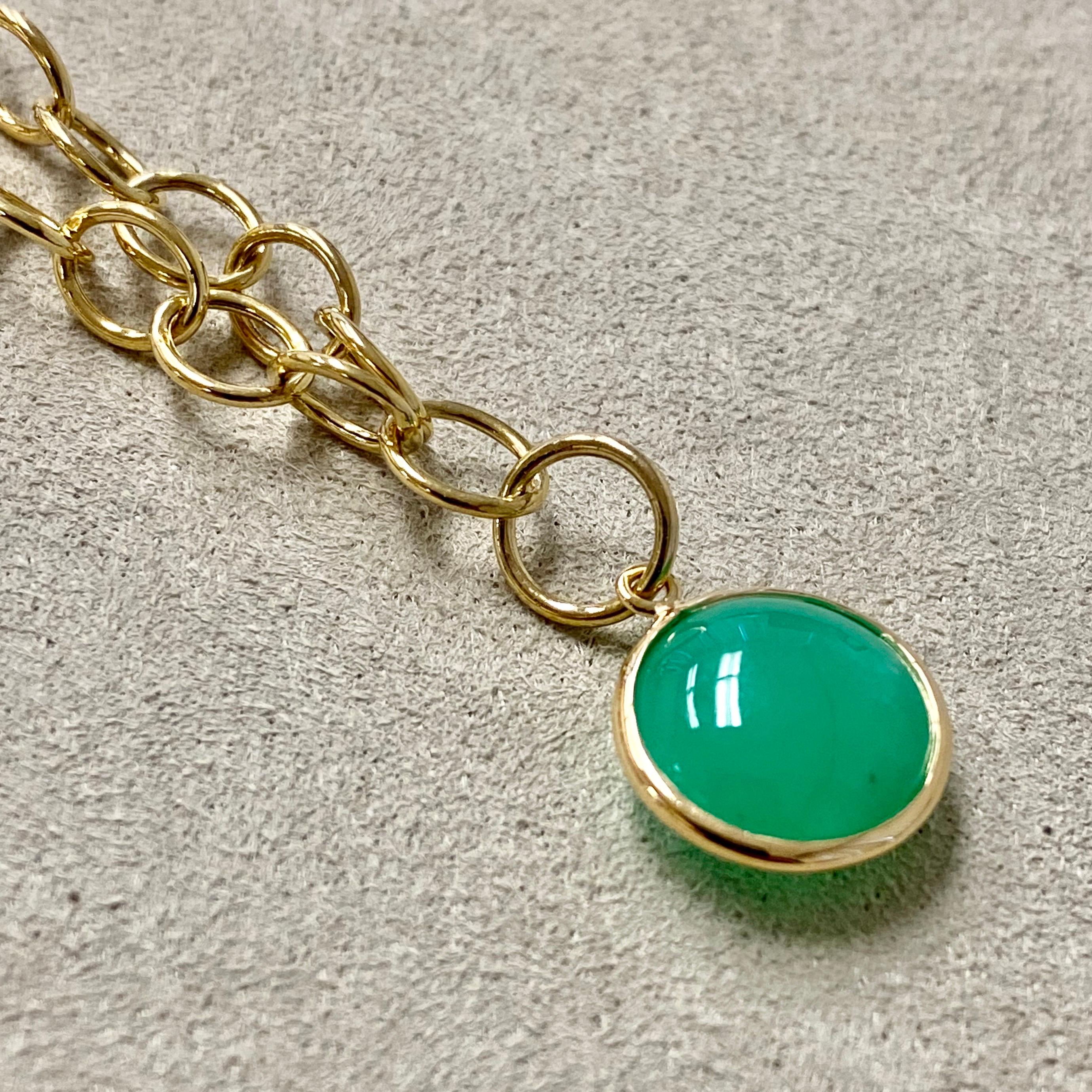 Contemporary Syna Yellow Gold Bracelet with Chrysoprase