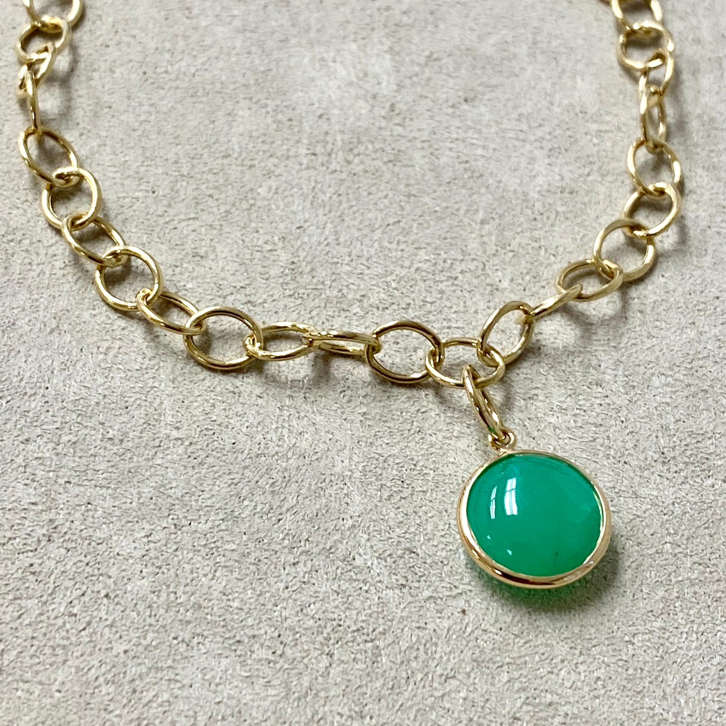Round Cut Syna Yellow Gold Bracelet with Chrysoprase