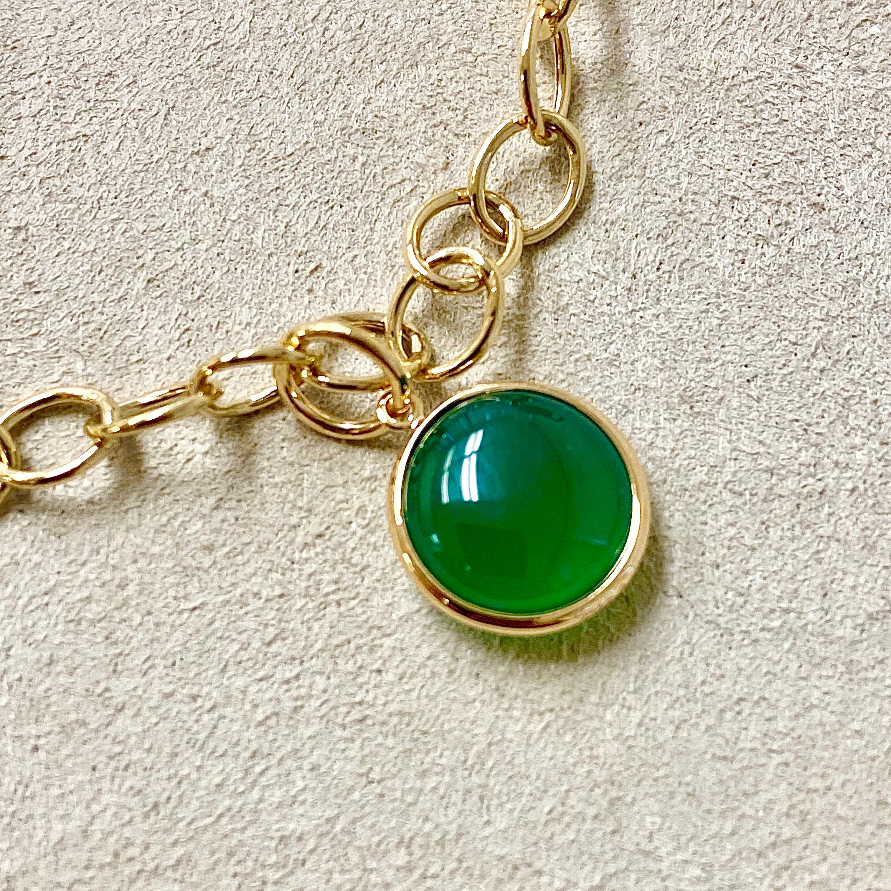 Contemporary Syna Yellow Gold Bracelet with Green Chalcedony
