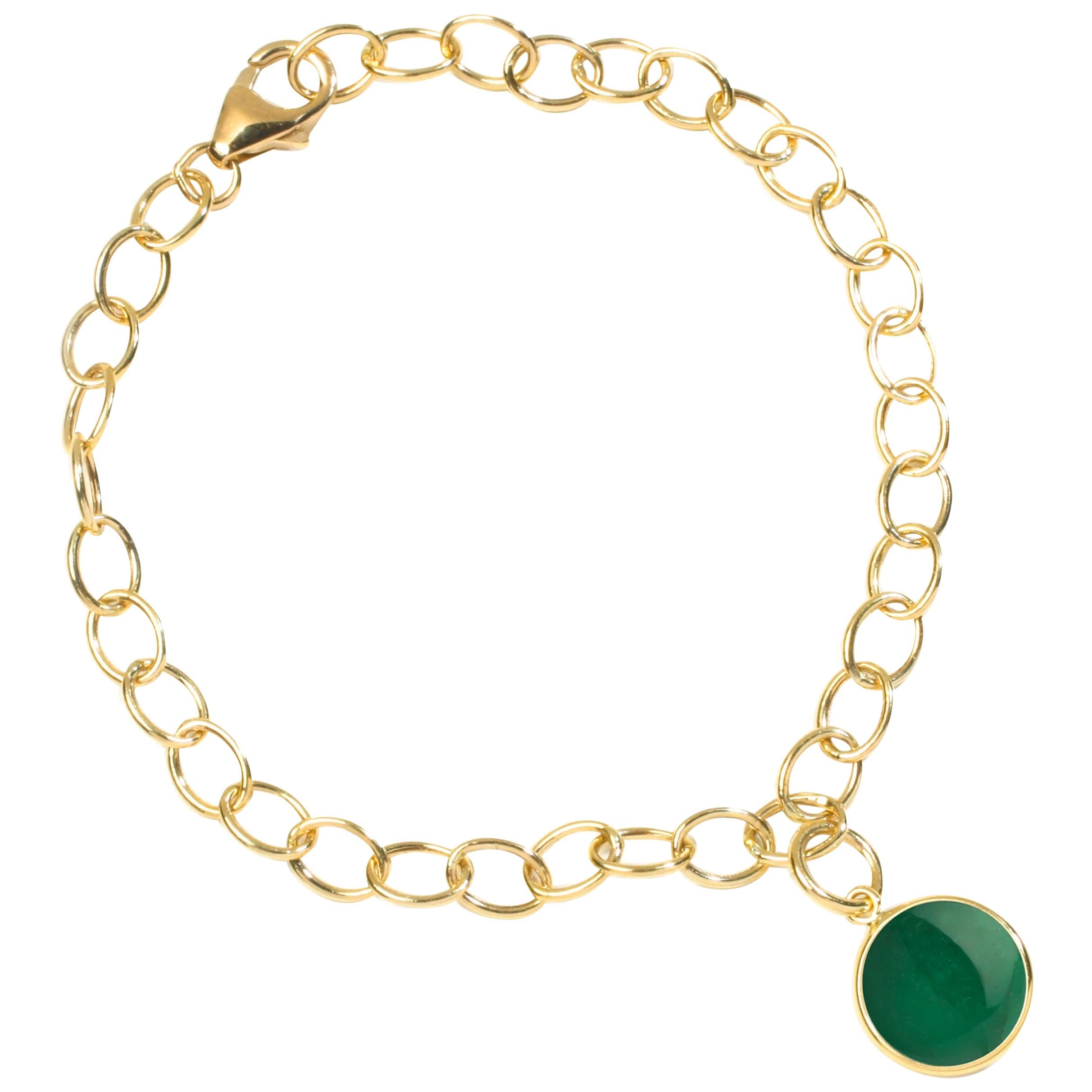 Syna Yellow Gold Bracelet with Green Chalcedony
