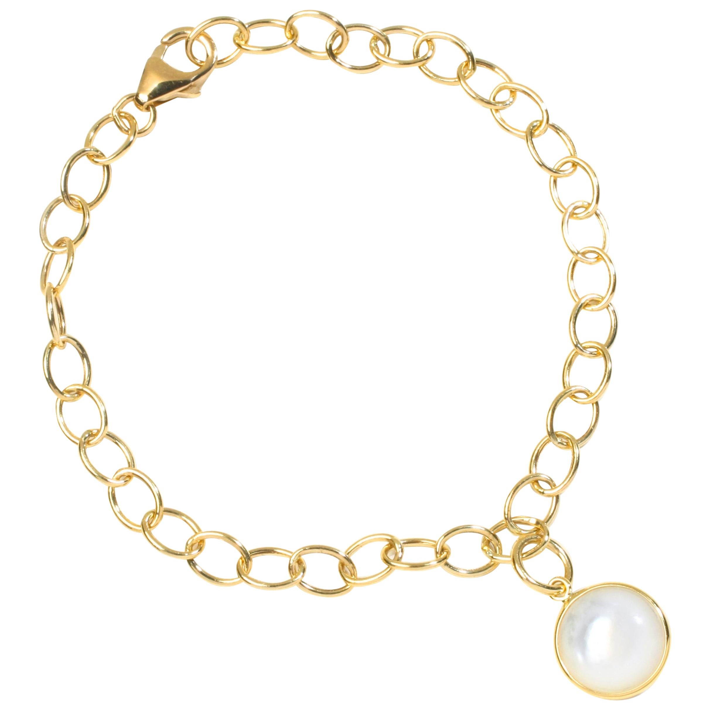 Syna Yellow Gold Bracelet with Mother of Pearl