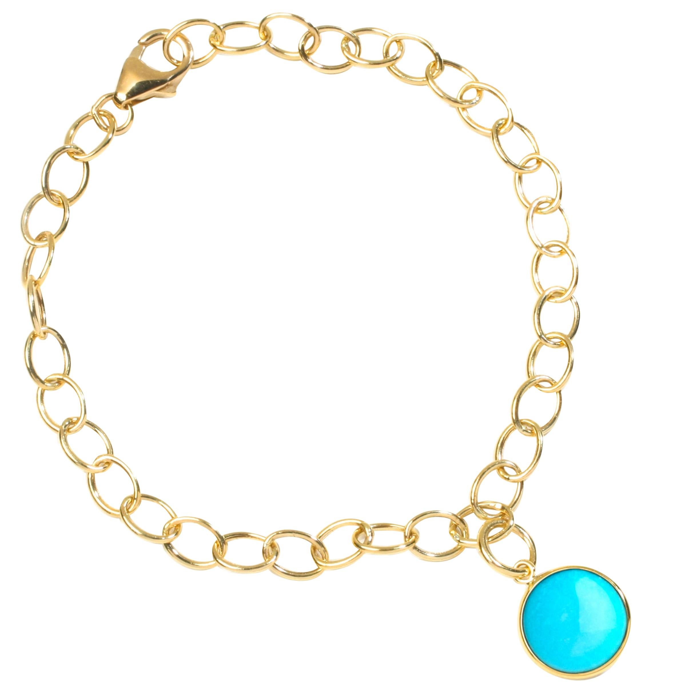 Syna Yellow Gold Bracelet with Sleeping Beauty Turquoise