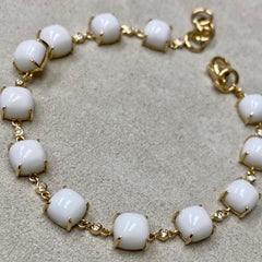 Syna Yellow Gold Bracelet with White Agate and Champagne Diamonds