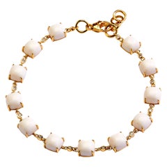 Syna Yellow Gold Bracelet with White Agate and Champagne Diamonds