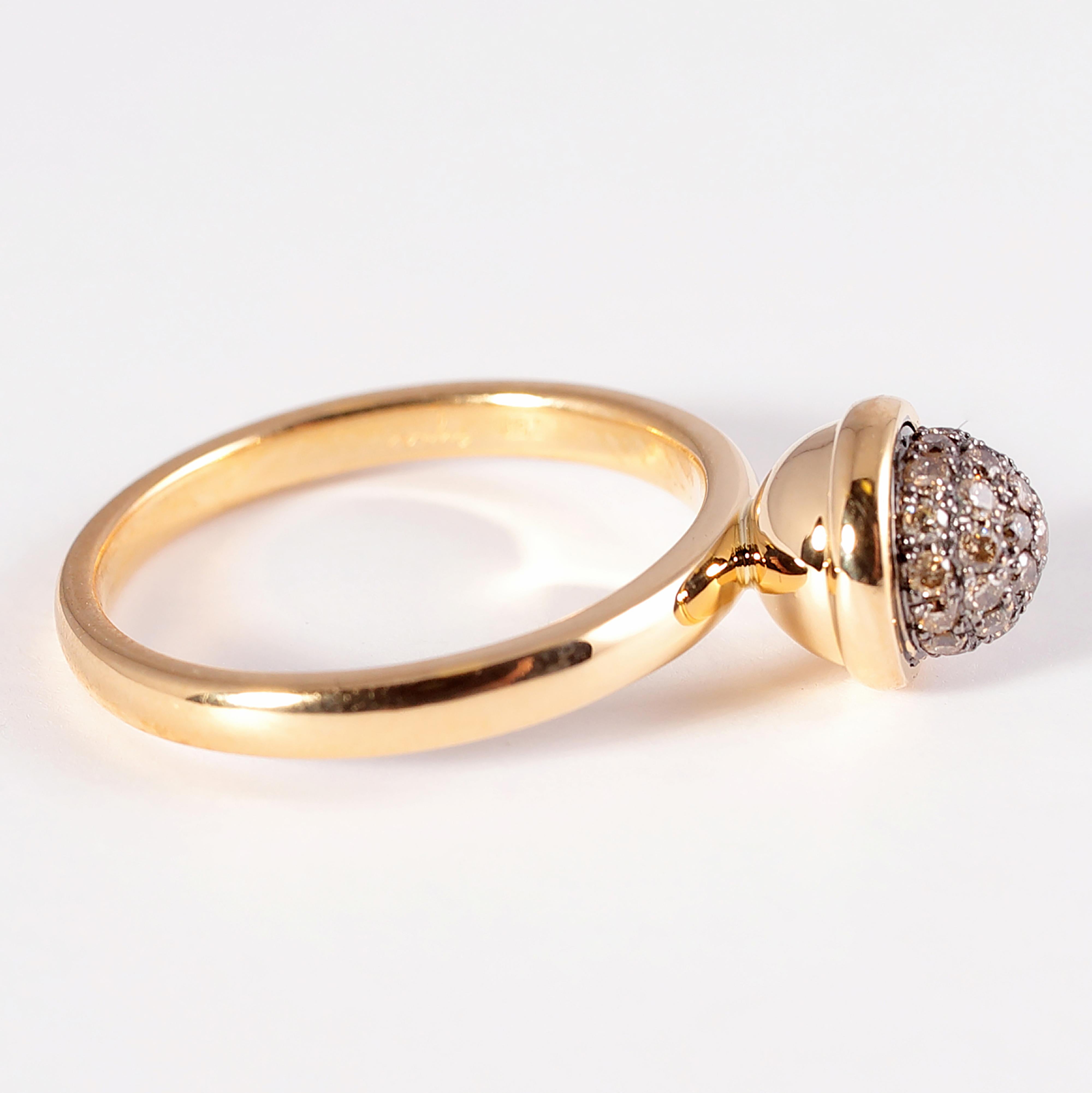 Round Cut Syna Yellow Gold Brown Diamond Ring