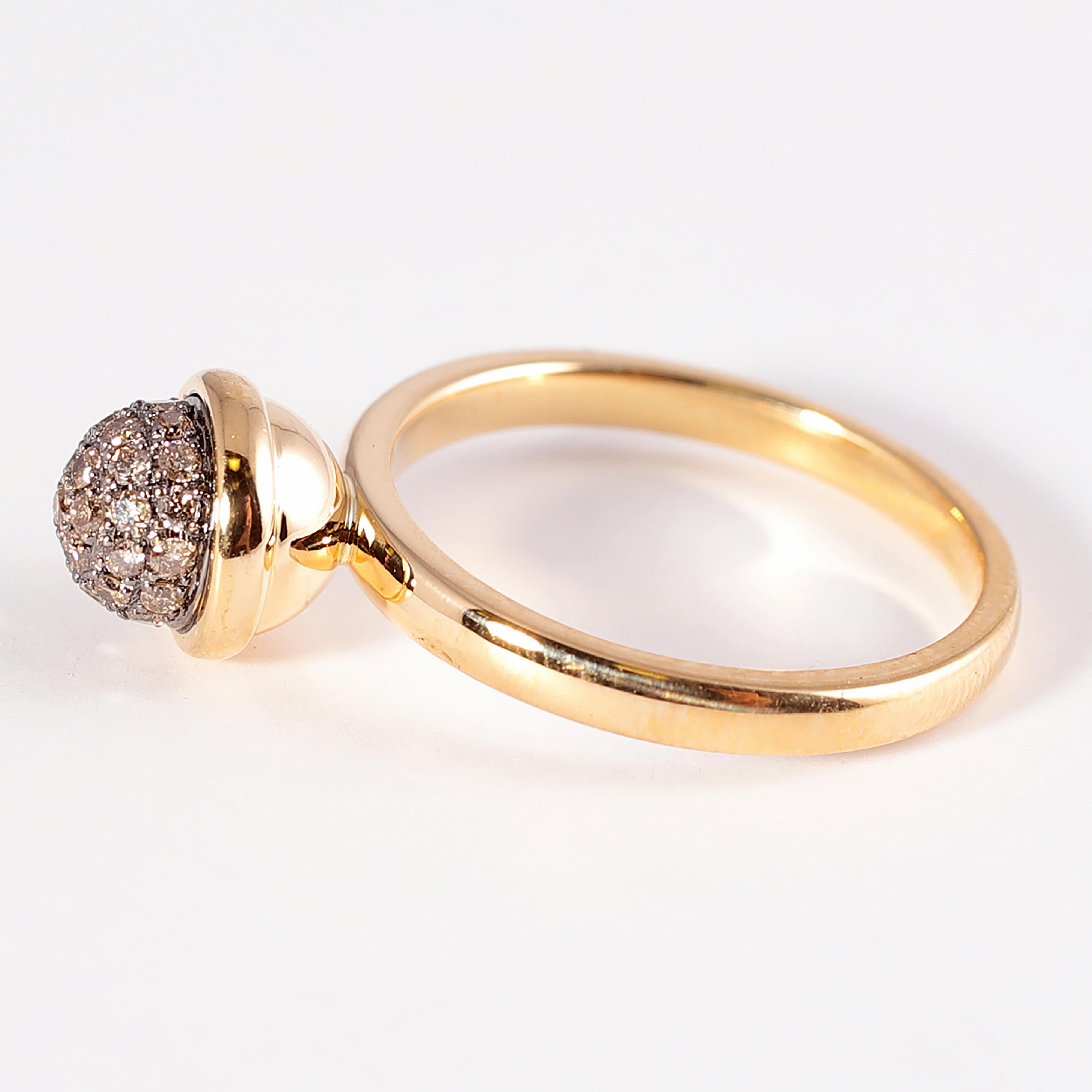 Syna Yellow Gold Brown Diamond Ring For Sale 4