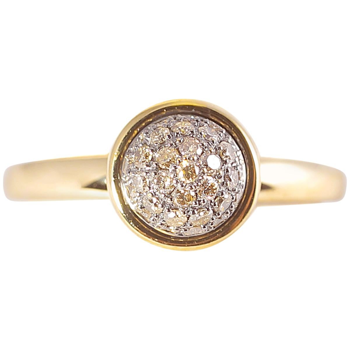 Syna Yellow Gold Brown Diamond Ring For Sale