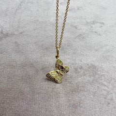 Syna Yellow Gold Butterfly Charm Pendant with Diamonds