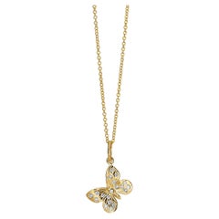Syna Yellow Gold Butterfly Charm Pendant with Diamonds