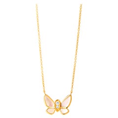 Collier papillon Syna en or jaune avec nacre et diamants