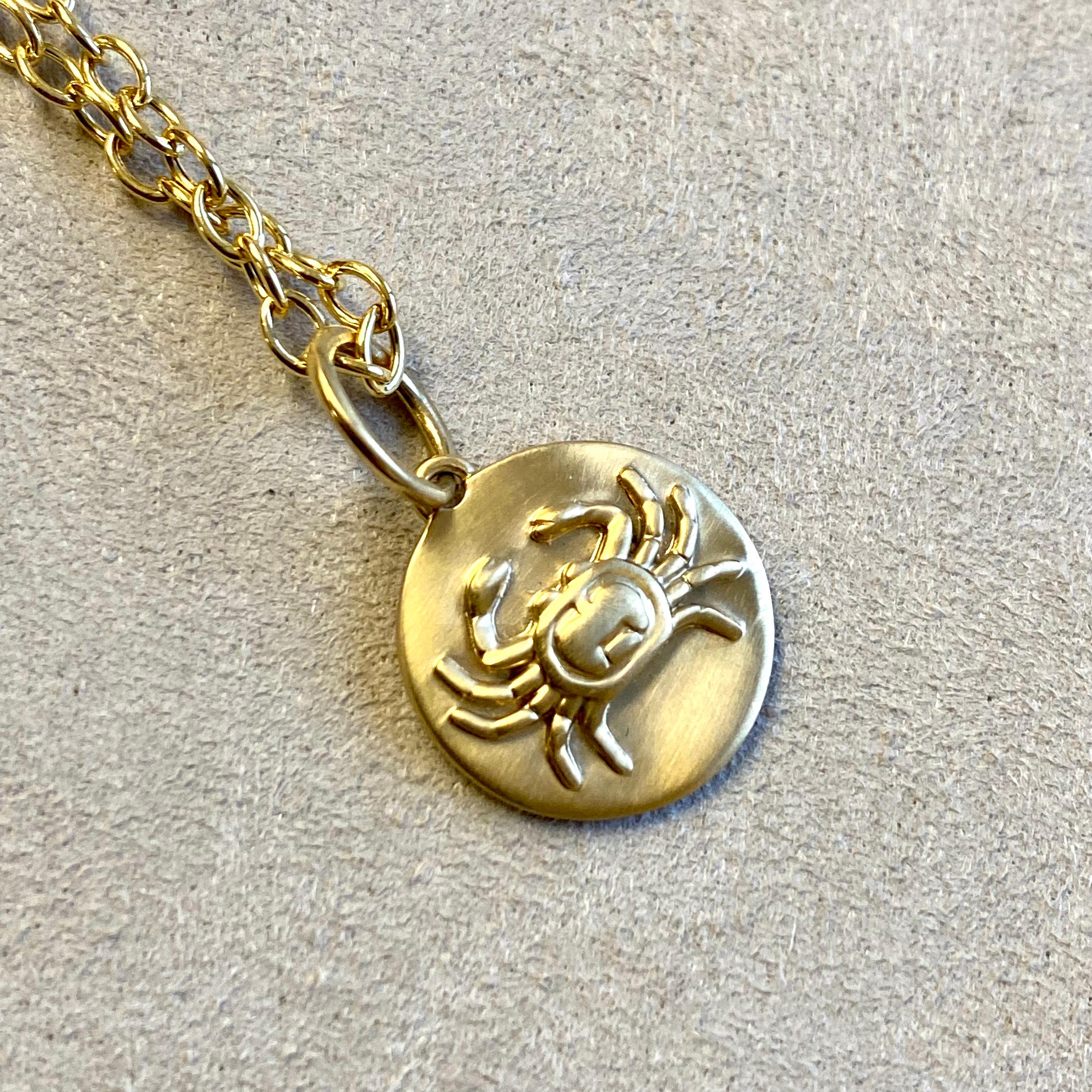 Syna Yellow Gold Cancer Zodiac Pendant For Sale at 1stDibs | cancer ...