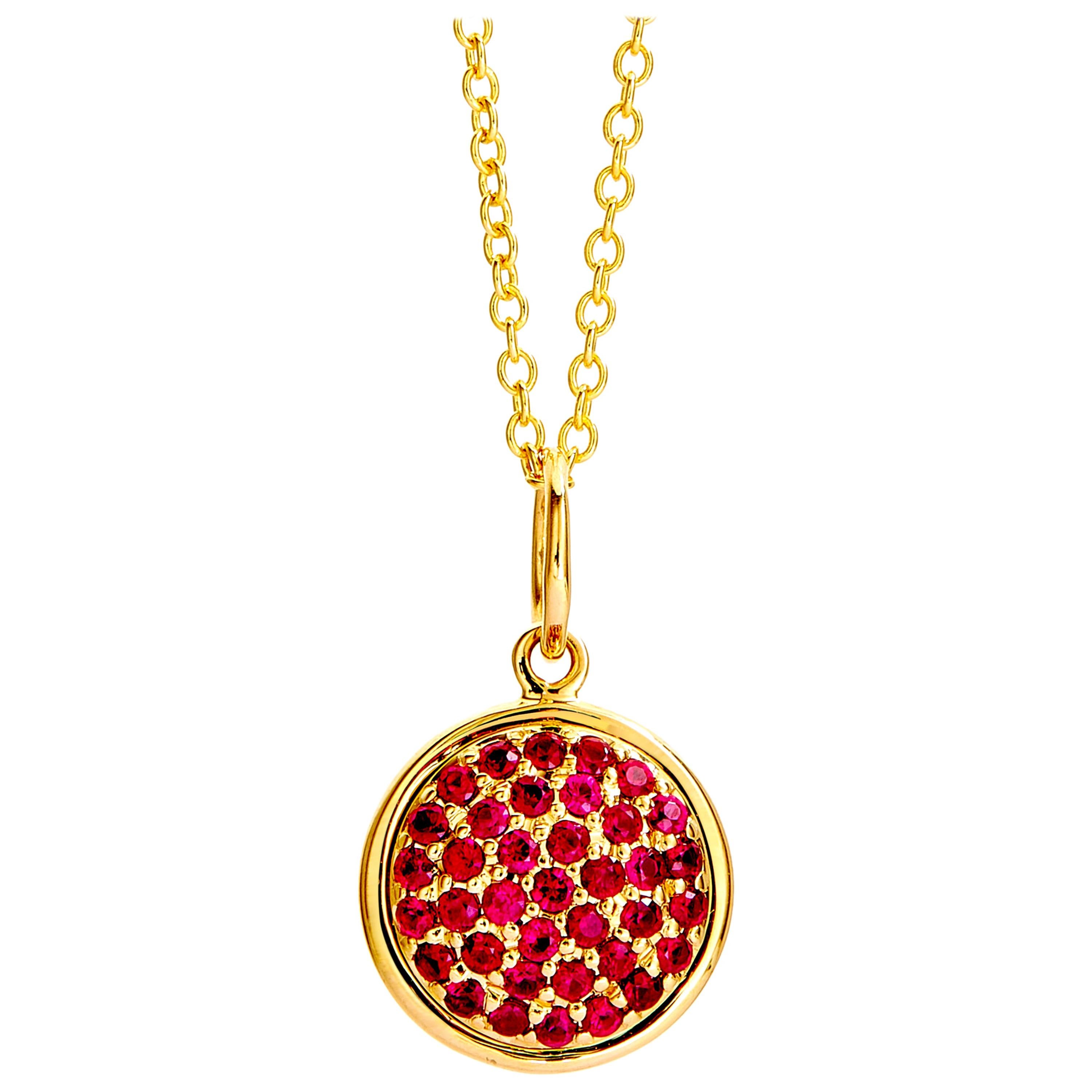 Pendentif Chakra Syna en or jaune avec rubis