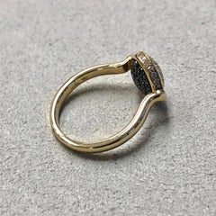 Syna Yellow Gold Chakra Ring with Black and  Diamonds