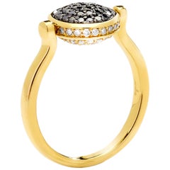 Syna Yellow Gold Chakra Ring with Black and Champagne Diamonds