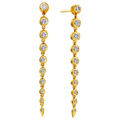 Syna Boucles d'oreilles pendantes en or jaune avec diamants