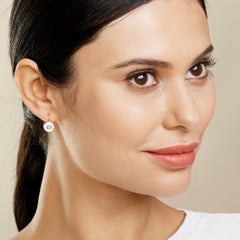 Syna Yellow Gold Diamond White Enamel Earrings