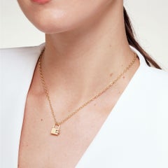 Syna Yellow Gold Charm Lock Pendant with Champagne Diamonds