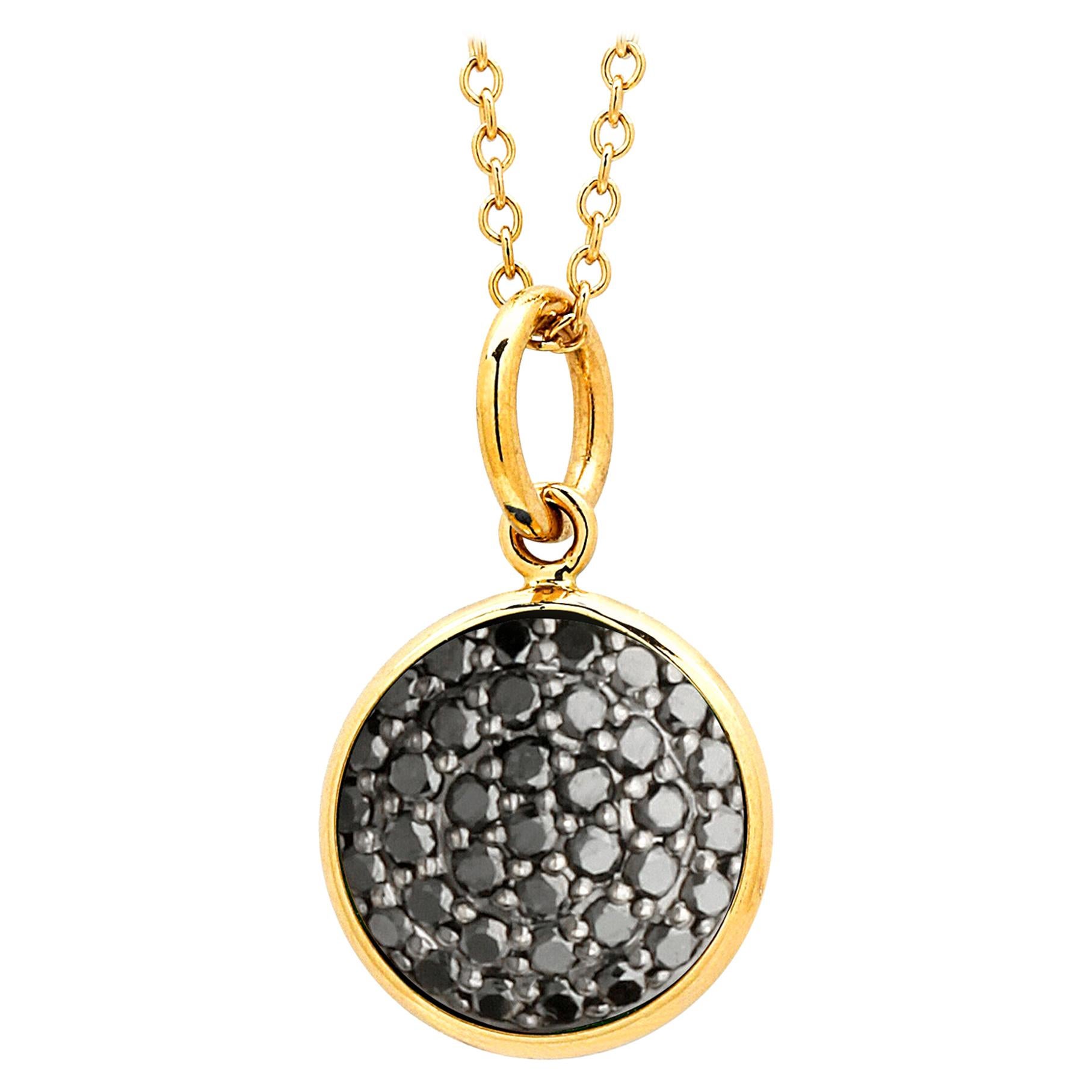 Pendentif breloque Syna en or jaune avec diamants noirs