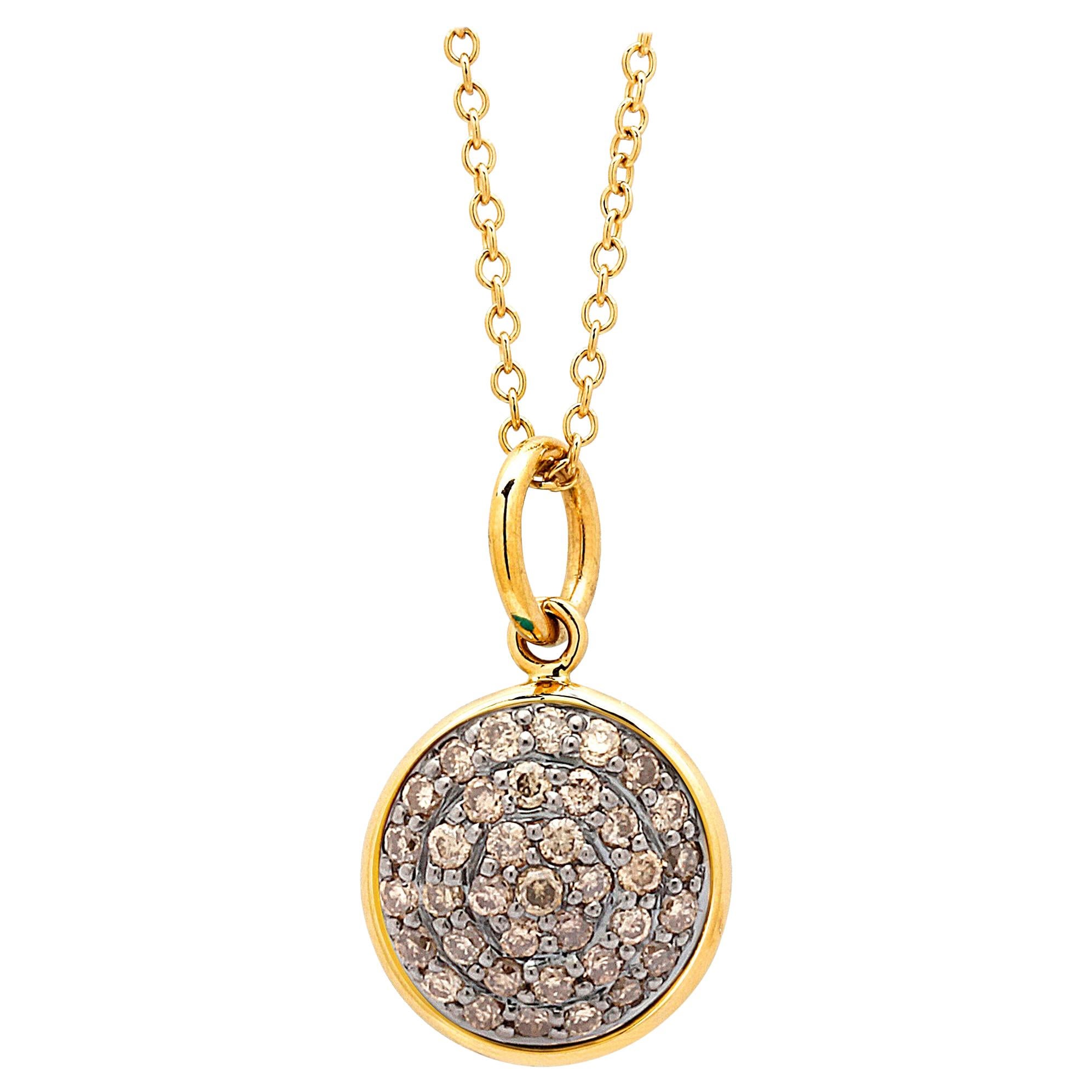 Pendentif breloque Syna en or jaune avec diamants bruns