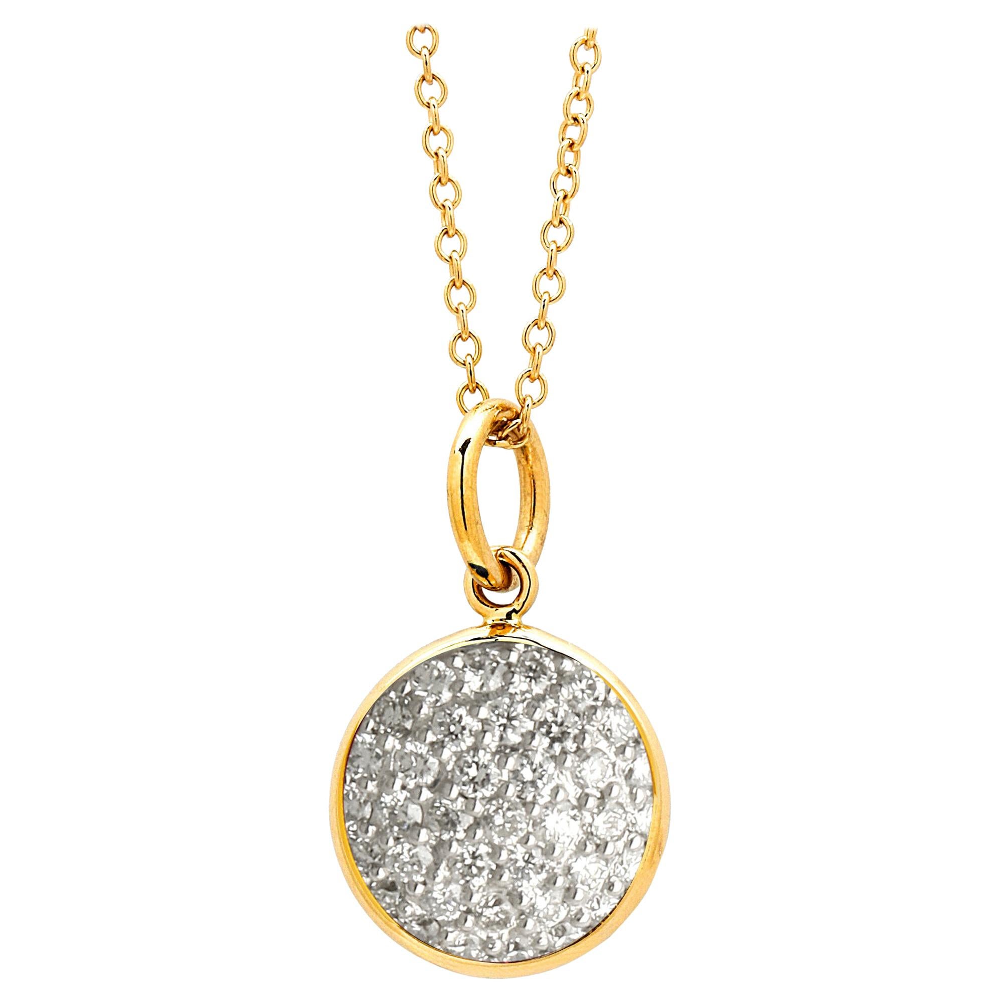 Syna Yellow Gold Charm Pendant with Diamonds For Sale