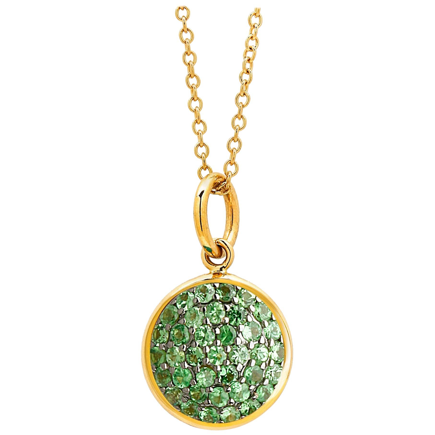 Syna Yellow Gold Charm Pendant with Tsavorite For Sale