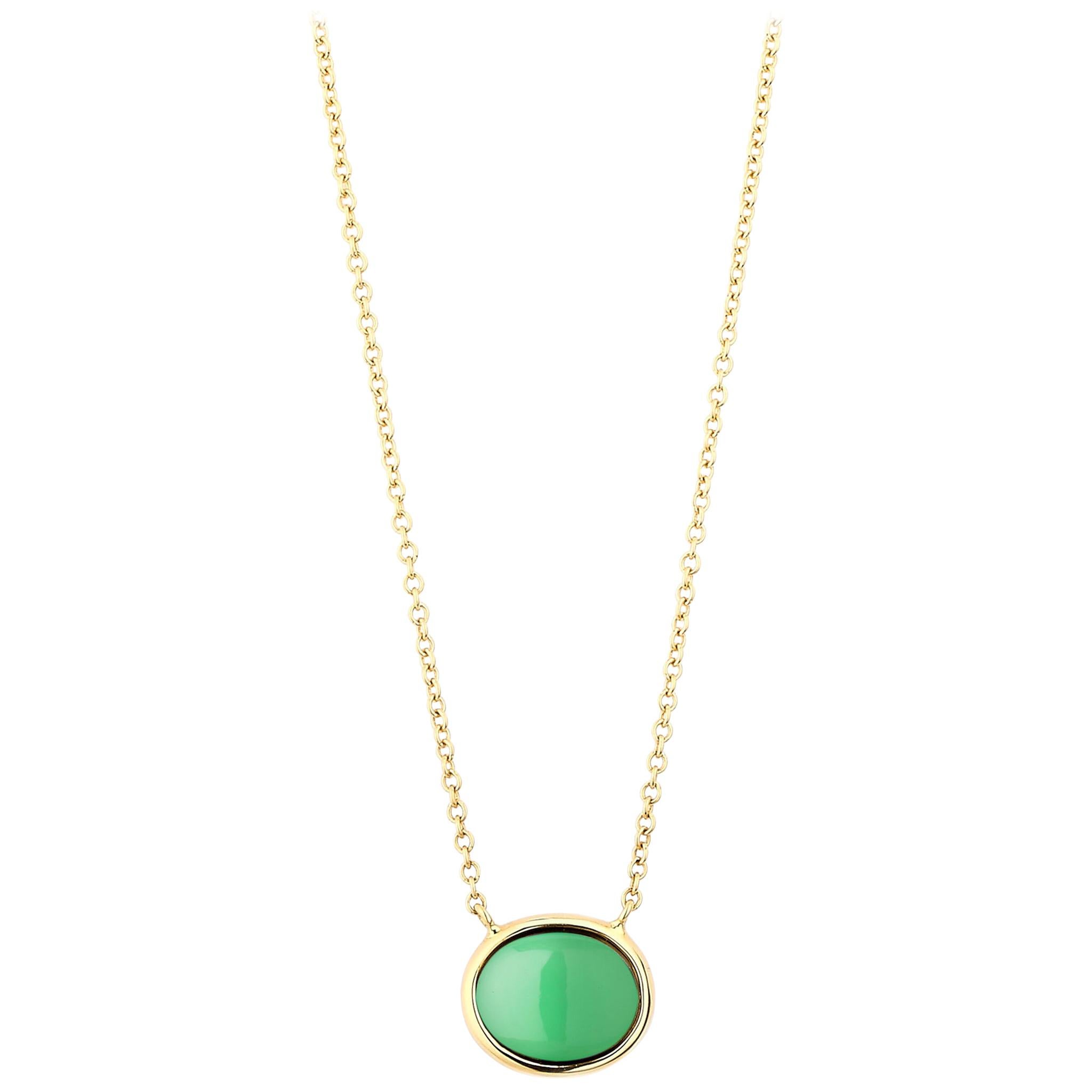 Syna Yellow Gold Chrysophrase Cobblestone Necklace For Sale