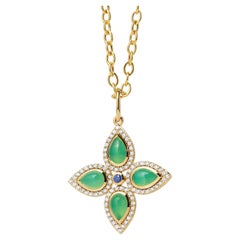 Syna Gelbgold-Anhänger mit Chrysopras und blauem Saphir und Diamanten