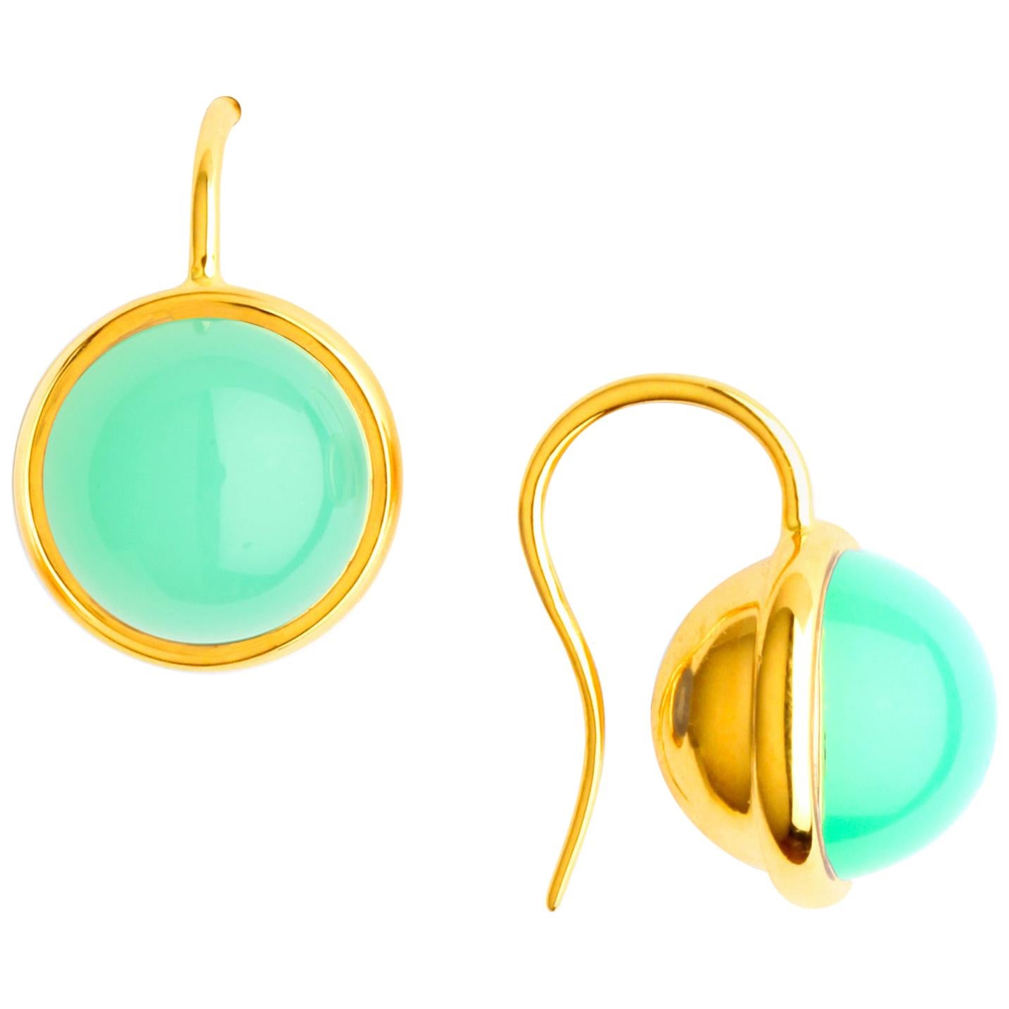 Syna Yellow Gold Chrysoprase Baubles Earrings