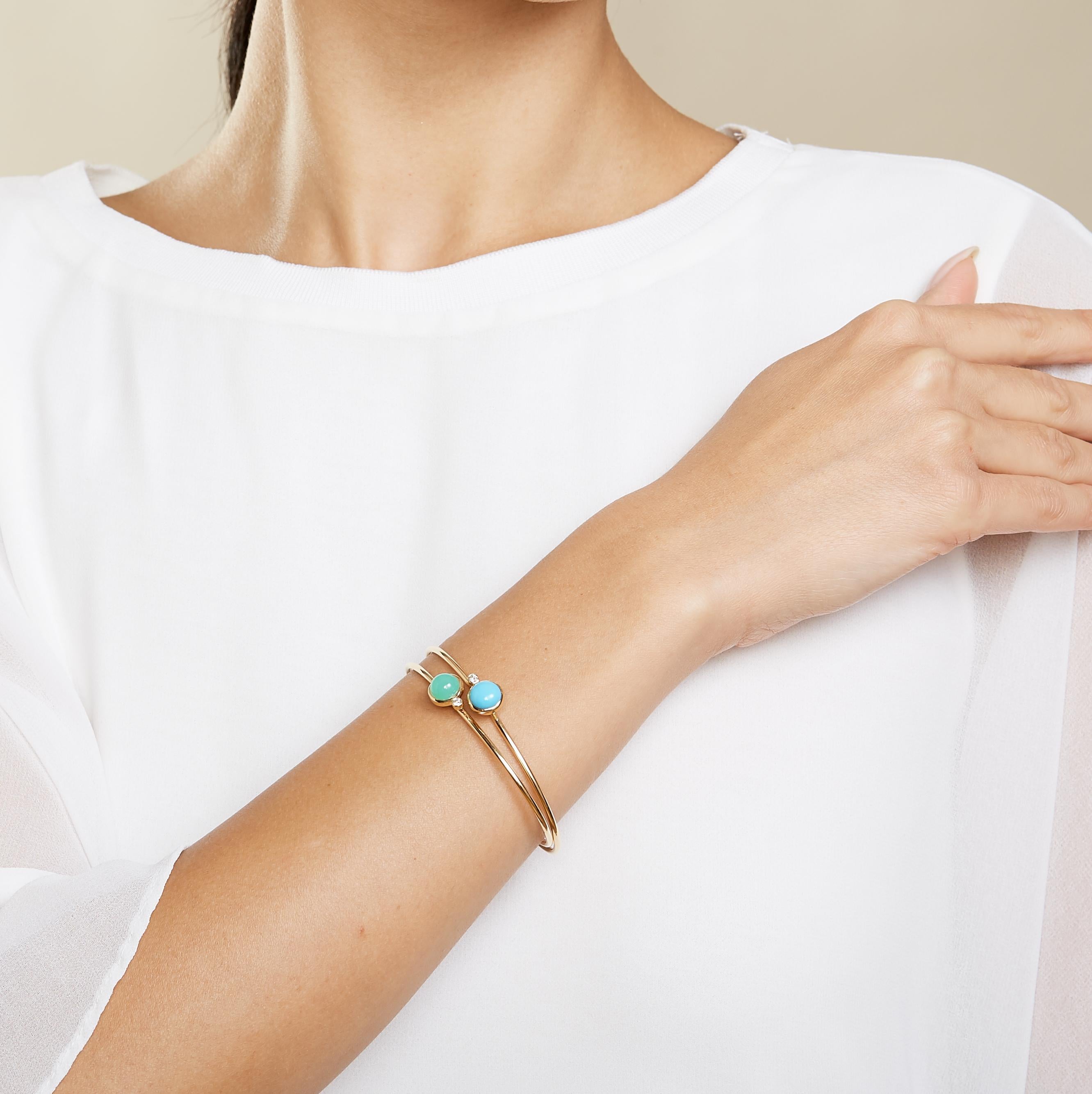 Contemporain Bracelet Syna en or jaune avec chrysoprase et diamants en vente