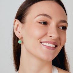 Syna Yellow Gold Chrysoprase Earrings with Diamonds