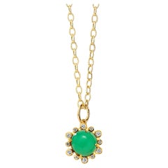 Syna Yellow Gold Chrysoprase Hex Pendant with Diamonds